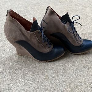 Anthropologie: Lucky Penny, suede & leather wedges, size 41, pristine condition.